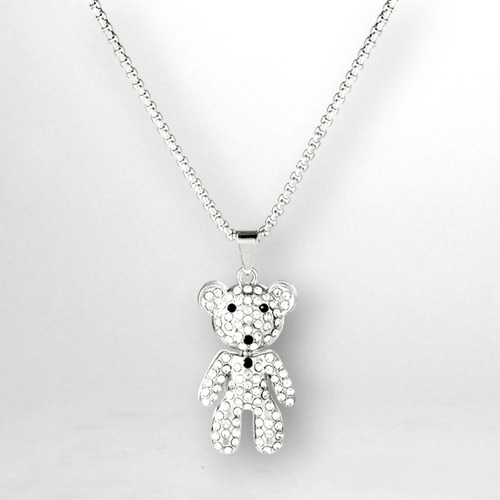 Collar Largo Oso Teddy Bear Móvil Con Zirconios 