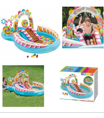 Alberca Inflable Infantil Tobogan Candy Zone Dulces Intex