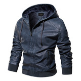 Chaqueta De Cuero Con Capucha Chaqueta De Moto Para Hombre