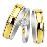 Combo Alianzas Plata 950 Y Oro 18k Con Anillo Cintillo Boda