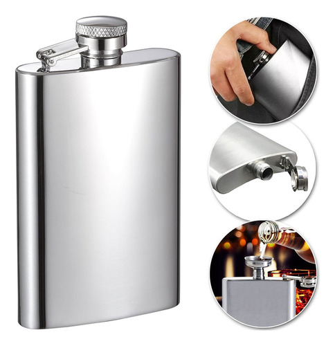 Cantil De Bolso Inox Porta Bebida Whisky Vodka Licor Portáti