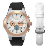 Reloj Mujer Mulco Mw-3-22810l-021 Titans Color De La Correa Negro Color Del Bisel Plateado Color Del Fondo Blanco