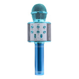 Microfone Karaokê Bluetooth Efeito Voz Modo Gravação Função Cor Azul