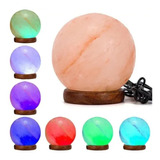 Lampara Sal Rosada Himalaya Esfera Usb Con Luz Led 7 Colores