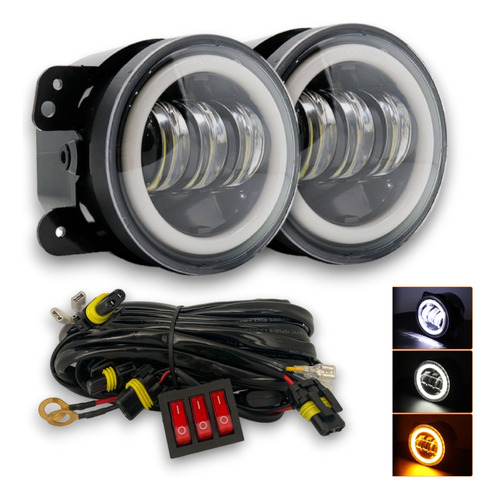 2 Faro Led Cree Auxiliar Con Lupa Jeep Wrangler 4 Pulgadas