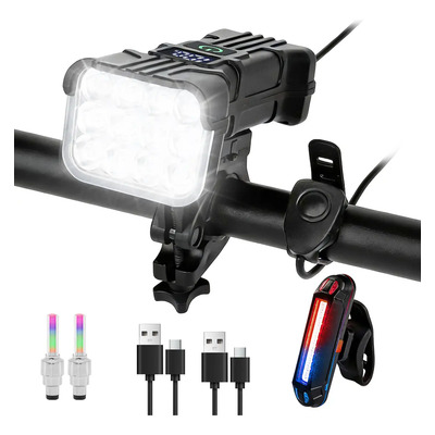 Hutiirich® Luz Bicicleta Recargable Delantera Traser 12 Led Y Claxon Negro 3030led Ip65 Desmontable Múltiples Modos De Iluminación Largo Tiempo De Espera Adecuado Para Viajes Al Aire Libre O Emergenci | MercadoLibre