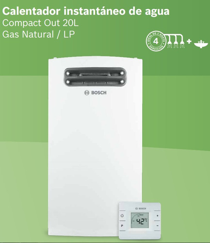 Calentador De Paso Instantáneo Bosch Compact Out 20 Litros