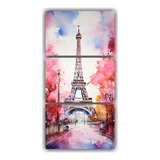 60x120cm Cuadros Acuarela Torre Eiffel - Decocuadros Flores