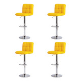 Cadeiras Inc Kit 4 Banquetas Giratória Com Regulagem De Altura Cor Amarelo 