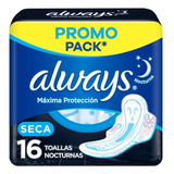 Toalla Femenina Always Nocturna Máxima Protección Seca 16und