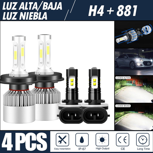 Kit De Focos Led 8000lm Luz Alta/baja/niebla Para Ford