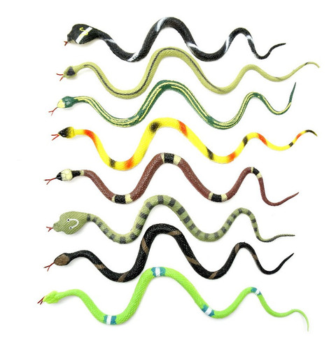 Juguete Animales Vibora Serpiente Goma Set X8 Reptiles Cobra