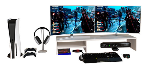 Suporte Dois Monitores Mesa Elevado Setup Gamer