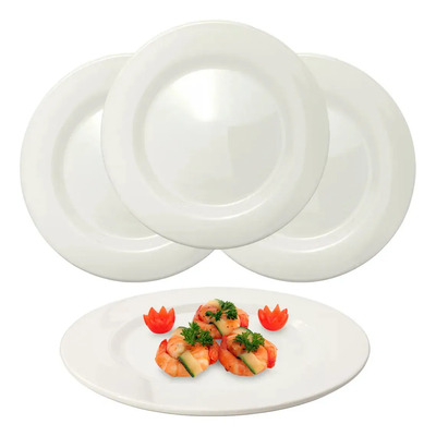 24 Platos Extendidos Trinche Redondos De 24cm De Diámetro Color Blanco Cremoso Nevad | Envío gratis