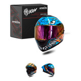 Casco Abatible Rush Brainy Negro Azul Kov Original Dot Moto