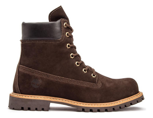 Bota Timberland Em Couro Solado De Borracha Antiderrapante