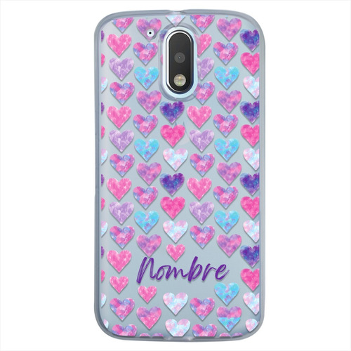 Funda Motorola Uso Rudo Corazones Personalizada Tu Nombre