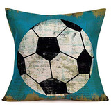 Funda De Almohada De Fútbol Vintage 18x18 Pulgadas, Fu...