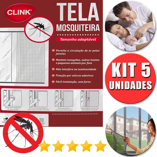 Kit 5 Tela Mosquiteira Janela Anti-inseto Pernilongo 150x180