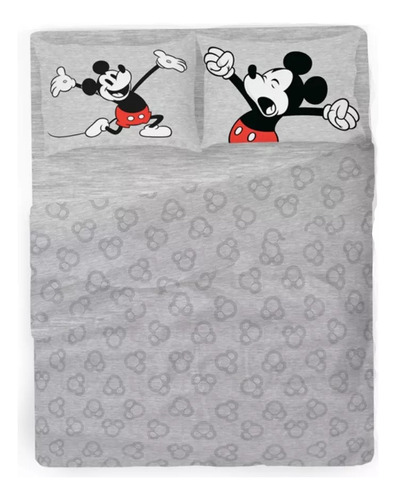 Juego De Sábanas Disney 2 Plazas Mickey Classic Grey