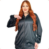 Casaco Feminino Corta Vento Flanelado Dry Fit Ziper Capuz 