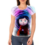 Camiseta Camisa Feminina Babylook Coraline Mundo Secreto