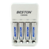 Cargador De Pilas + 4 Pilas Triple Aaa 1100mah Beston