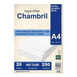 Papel Telado A4 240gr. X20 Hjs Opalina Cartulina Chambril