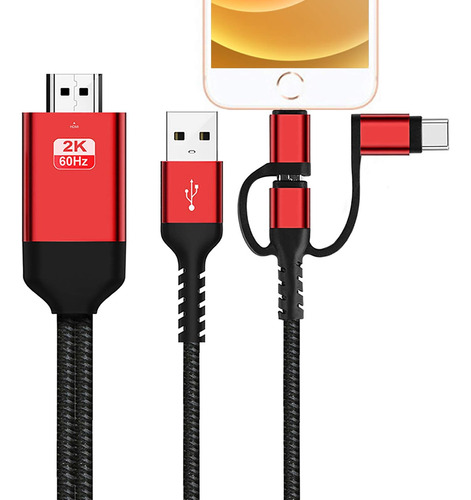 Adaptador De Cable Hdmi 3 En 1 Tipo Mhl A Hdmi Mirroring Pho