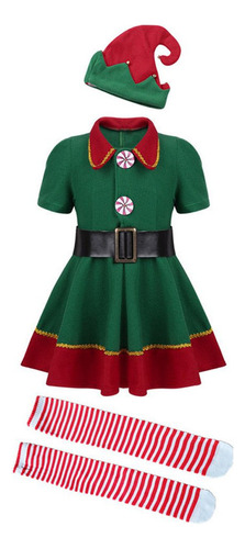 Disfraz Navideño, Elfo Verde, Papá Noel, Vestido De Fiesta D