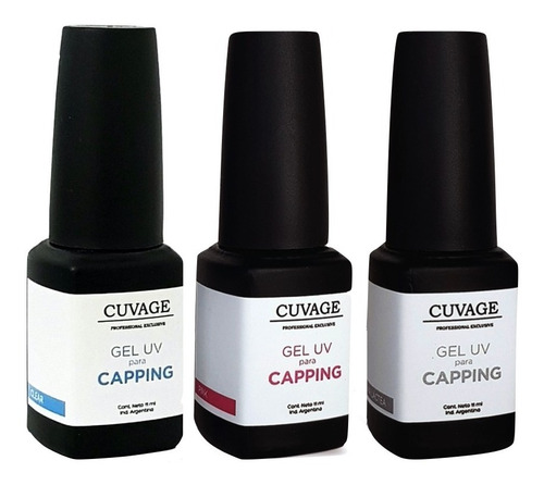 Kit X 3 Esmaltes Kapping Nivelador Gel Uv Capping Cuvage