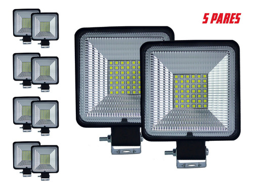 10 Pzas De Faros Cuadrados 168w Luz Blanca Tunelight 42 Leds