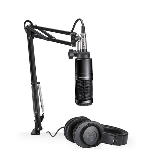 Kit Streaming Audio Technica Microfone + Suporte + Fone Nfe