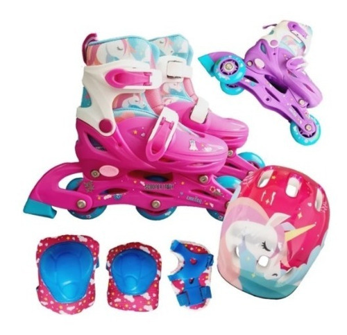 Rollers Patin 2 En 1 Extensibles Unicornio + Kit Proteccion 