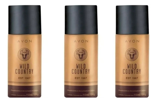 Wild Country Deo Corporal Avon Fragancia Masculina Set X 3