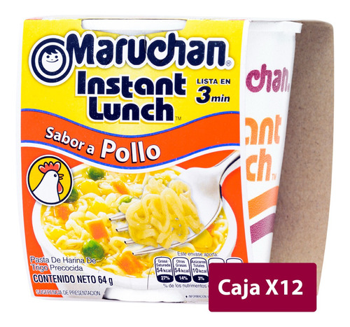 Maruchan Instant Lunch Pollo 12 Unidades