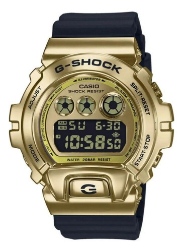 Reloj Casio G-shock Series Digital Gm-6900g-9er Color De La Correa Negro Color Del Bisel Dorado Color Del Fondo Dorado