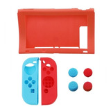 Funda Silicon Compatible Con Nintendo Switch Roja 7 Piezas 