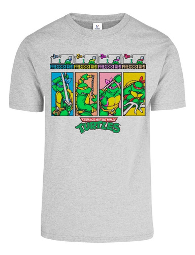 Playera Tortugas Ninja Arcade Personajes Tmnt Gris