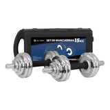 Set De Mancuernas Con Estuche Discos Fitness Portatil 15 Kg