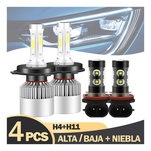 Kit Faros Led 8000lm Luz Alta Y Baja/niebla Para Nissan