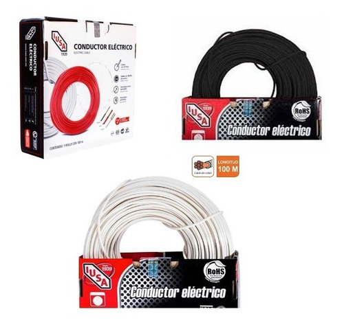 3 Rollo Cable #12 Thw 100mt Iusa(1 Bco + 1 Rojo + 1 Negro)