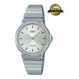 Reloj Casio Para Hombre Mq-24d Correa Plata Bisel Plata Fondo Blanco