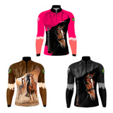 Kit 3 Camisa Camiseta Agro Fazenda Cavalo Cowboy Proteção Uv