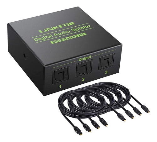 Linkfor Divisor De Audio Optico 1x3 Spdif Toslink Divisor Op