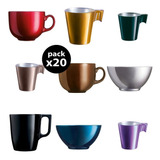 Juego X 20 Pz Flashy Luminarc Taza Tazon Mug Bowl Nespresso
