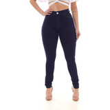 Calça Jeans Feminina Cós Alto Modeladora Casual Trabalho 