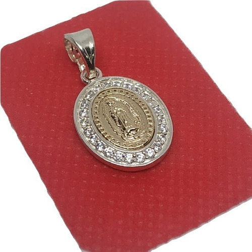 Dije Medalla Virgen Guadalupe En Plata 925 Y Oro Lami 00051