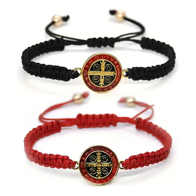 FUEZOIU 2pz Pulsera Tejidas Medalla San Benito Joyería Hombre Mujer Regalo Día de San Valentín Regalo | MercadoLibre