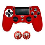 Funda Protector De Control Ps4 Spiderman + Gomas 04